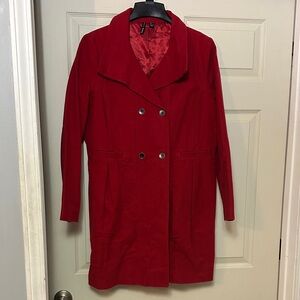 H&M Vibrant Red Double-Breasted Trench Coat